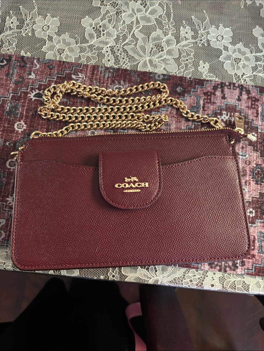 Coach Poppy Crossbody Bag wine Gold hardware new unused